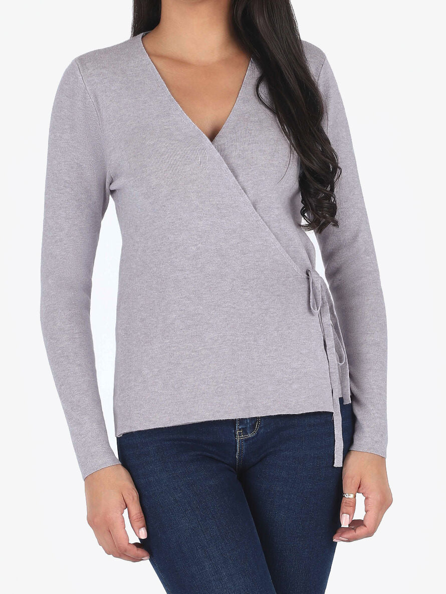 Pull cache-coeur et liens à nouer - Gris - 4