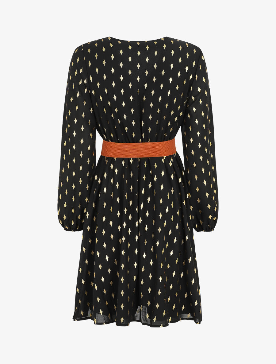 Robe courte imprimé graphique irisé - Noir - 2
