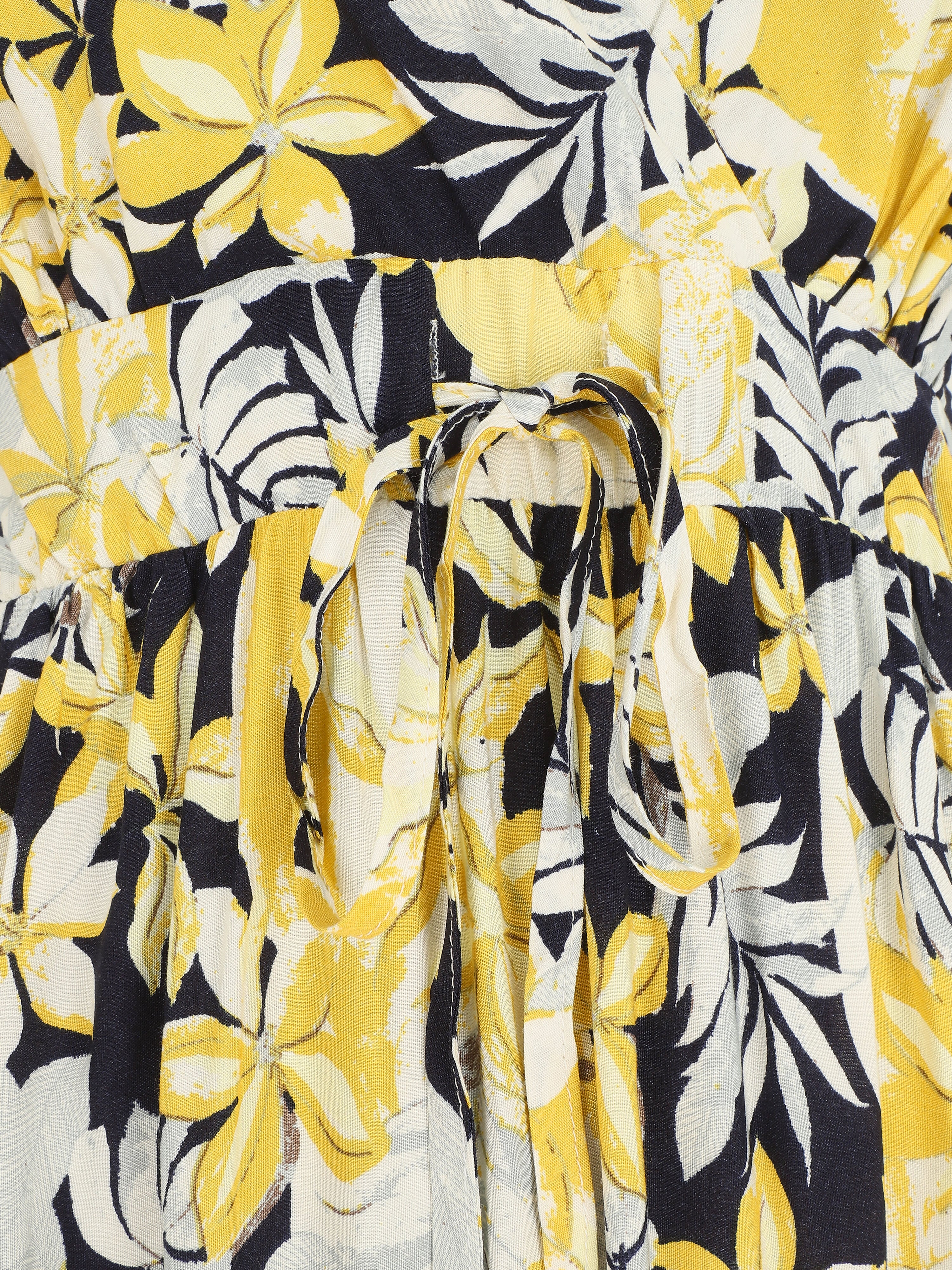 Robe longue empire à imprimé fleurs - Jaune - 3