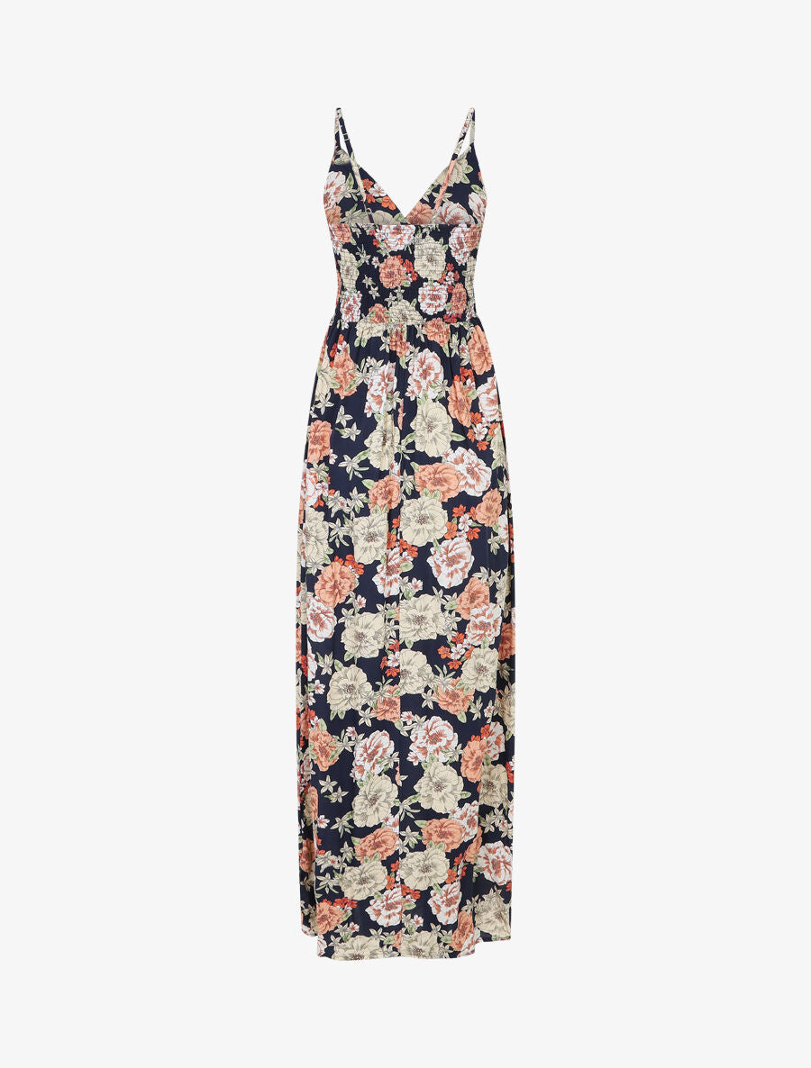 Robe longue imprimé multi-fleurs - Marine - 2
