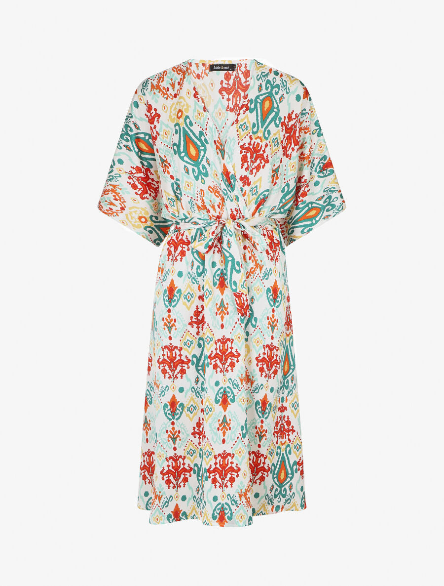 Robe longue style kimono imprimé aztèque - Vert - 5