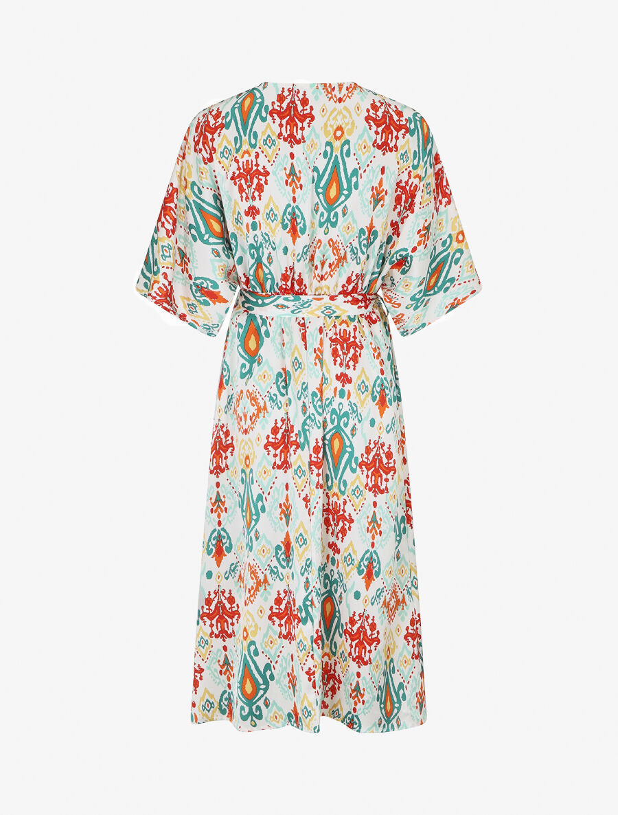 Robe longue style kimono imprimé aztèque - Vert - 2