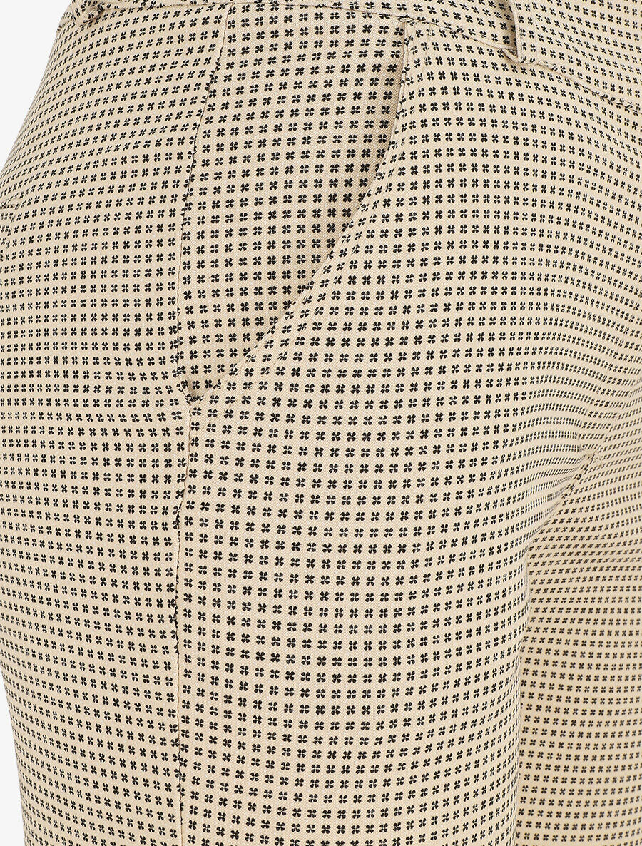 Pantalon droit taille haute imprimé petits points - Beige - 3