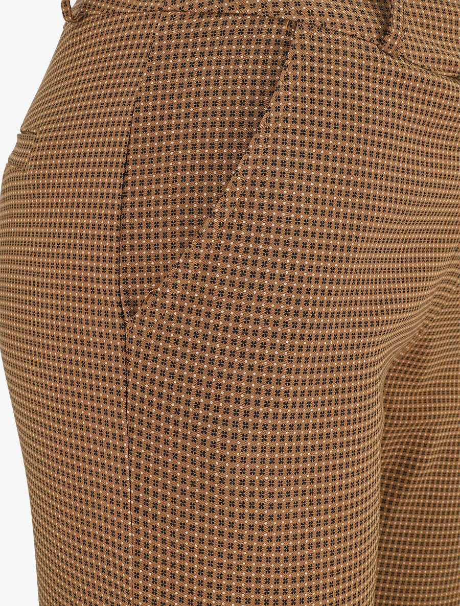 Pantalon droit taille haute imprimé petits points - Marron - 3