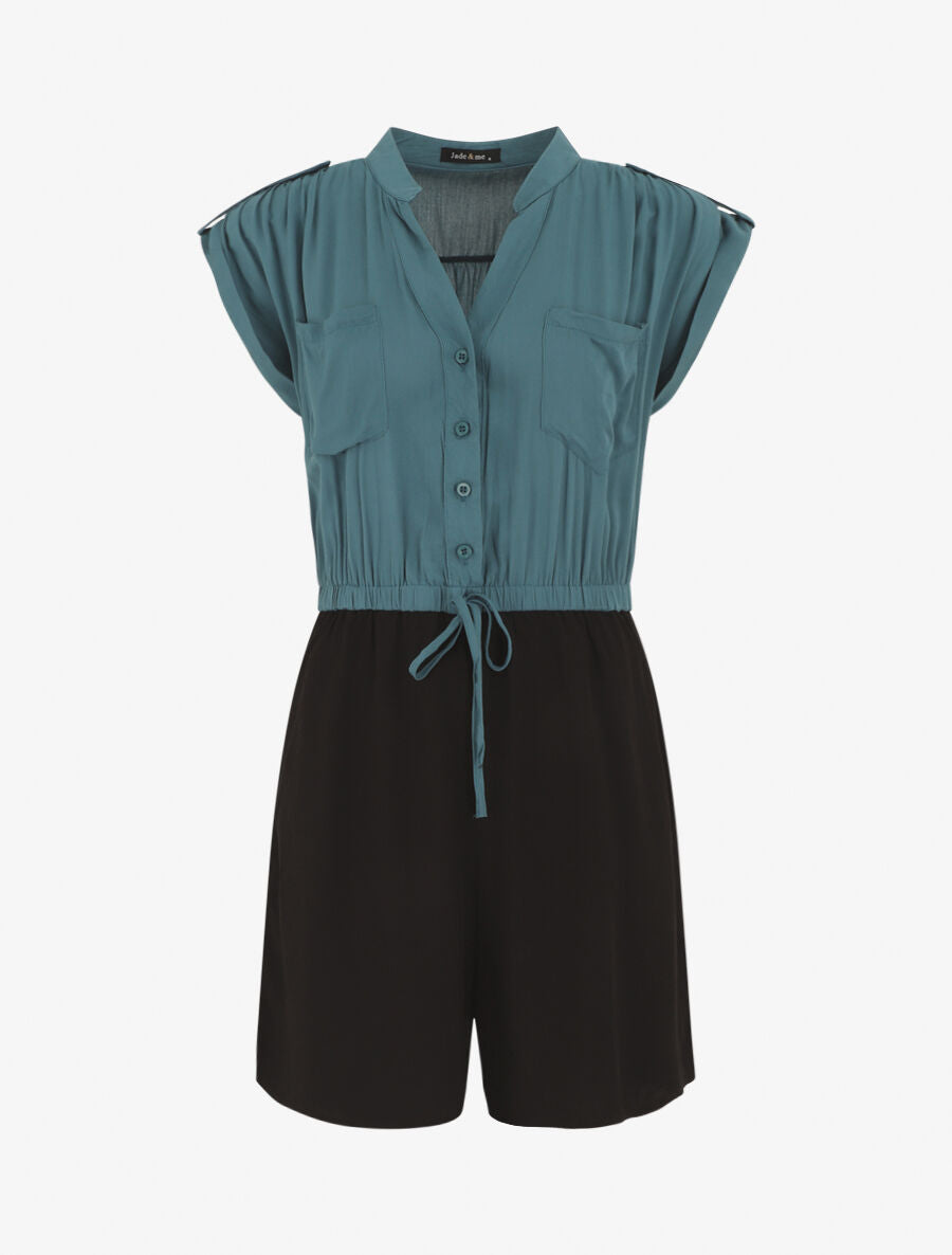 Combishort bicolore fluide - Bleu - 1