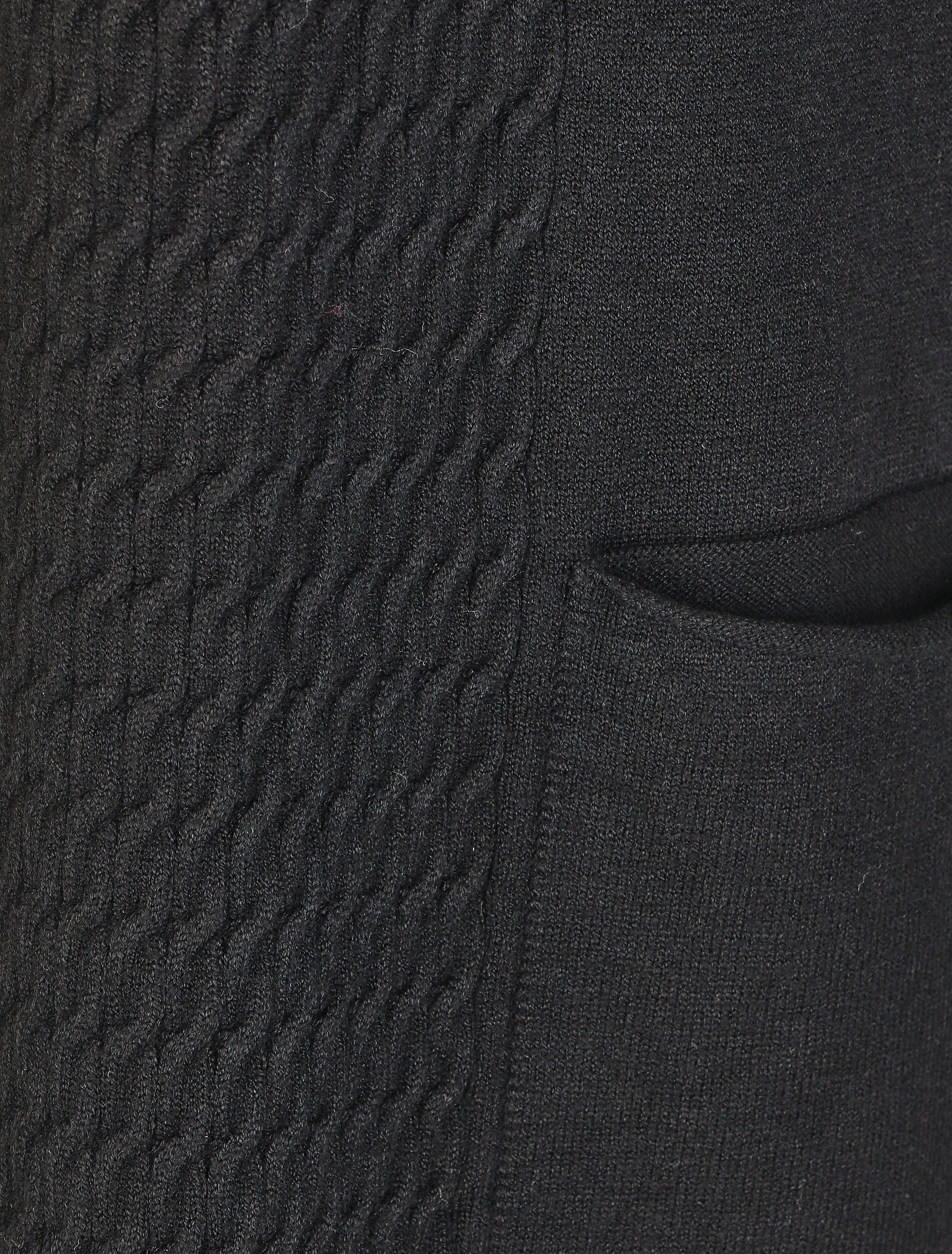 Gilet mi-long uni à pans texturées - Noir - 3