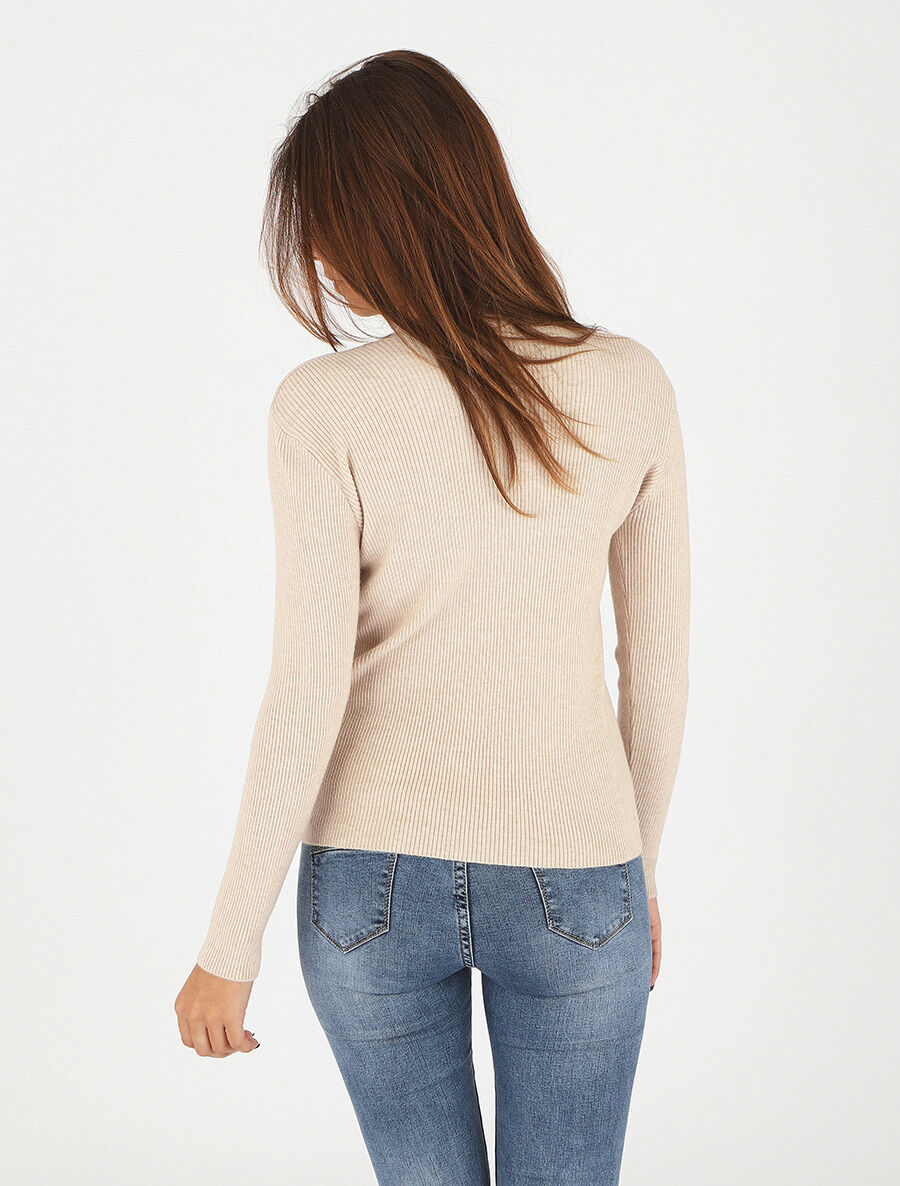 Gilet côtélé zippé - Beige - 5