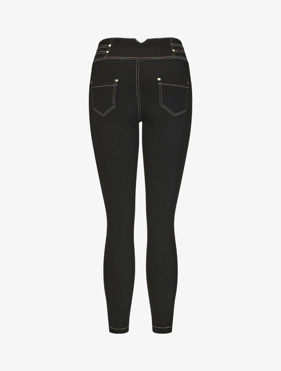 Jean slim taille haute fantaisie - Noir - 2