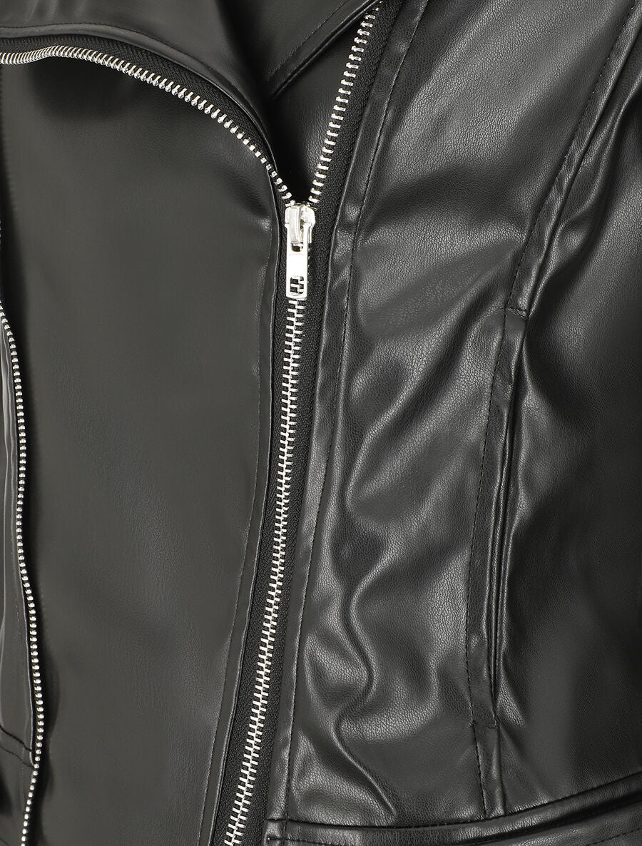 Veste en simili à double zips - Noir - 3