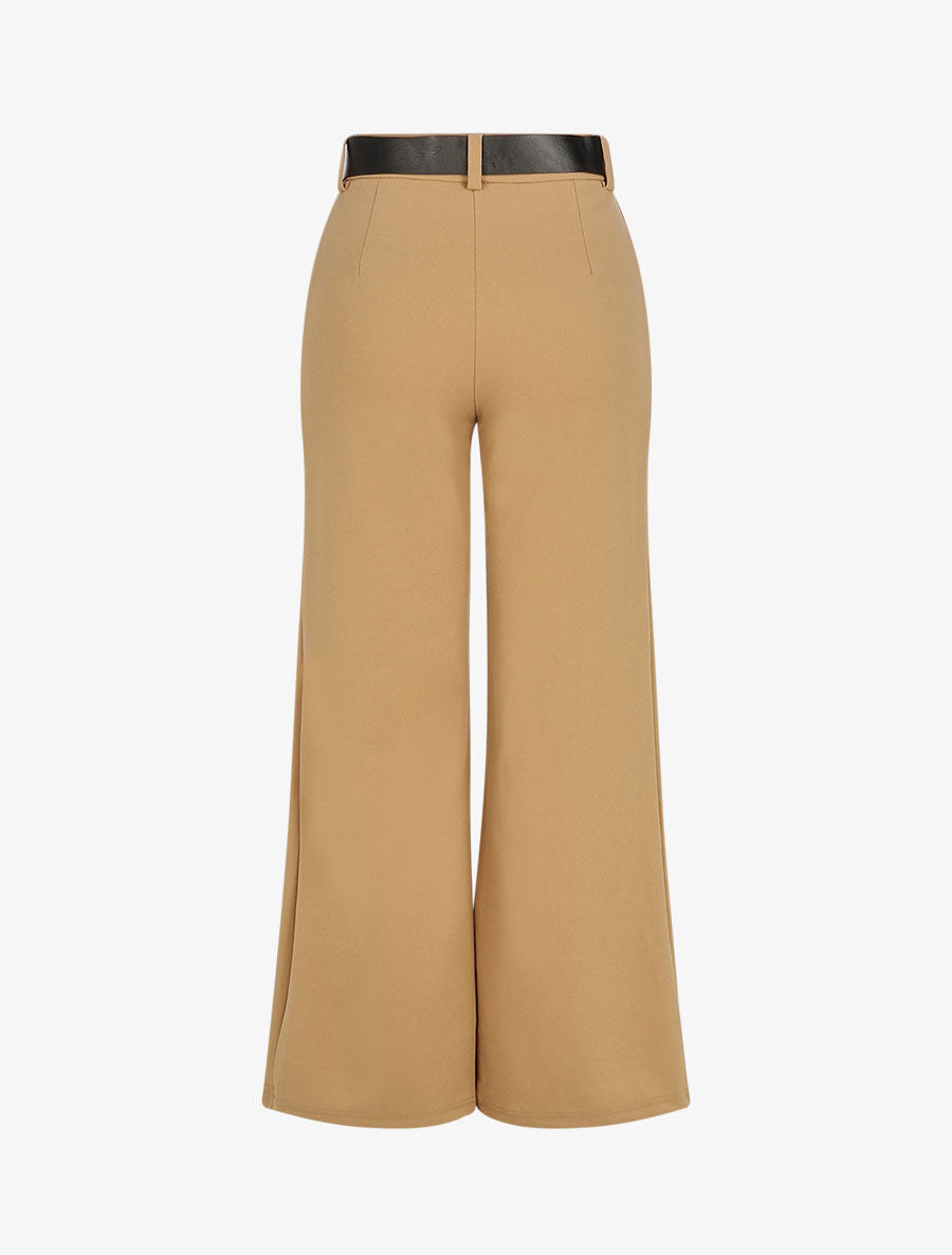 Pantalon ample taille haute - Beige - 2