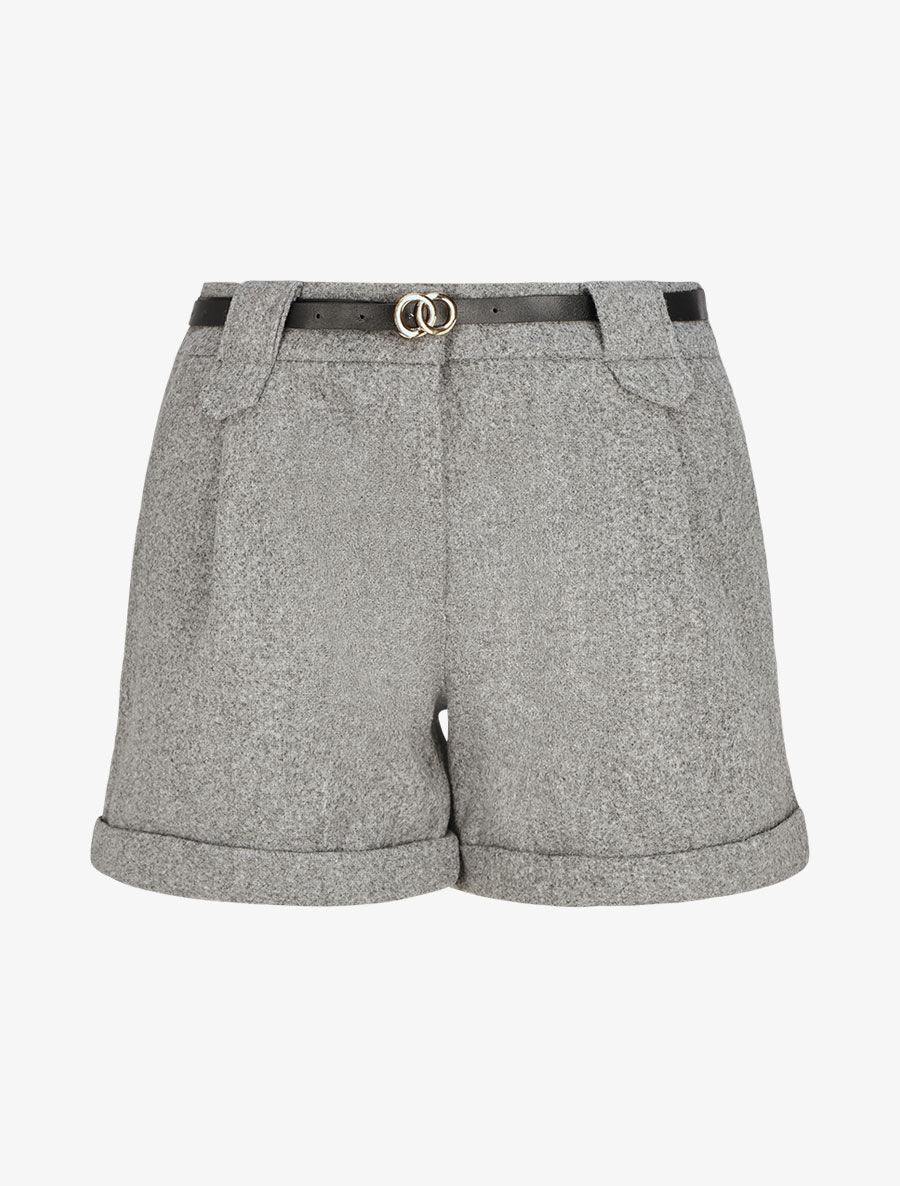 Short droit en feutrine - Gris - 1