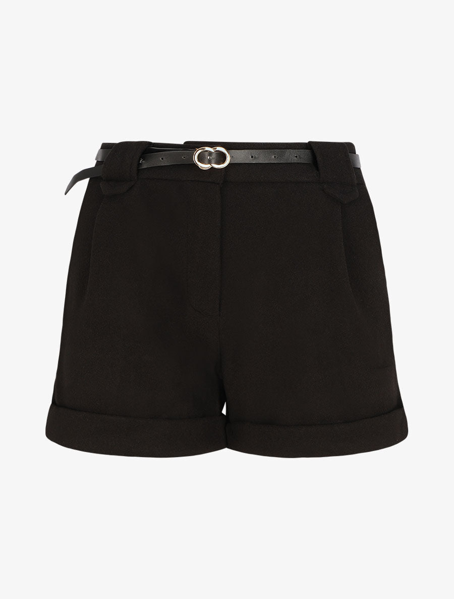 Short droit en feutrine - Noir - 1