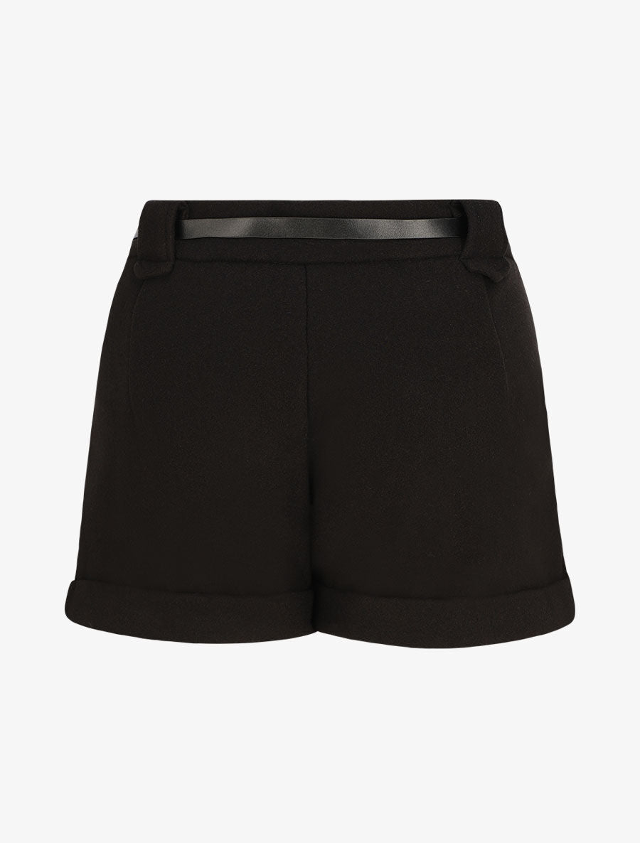 Short droit en feutrine - Noir - 2