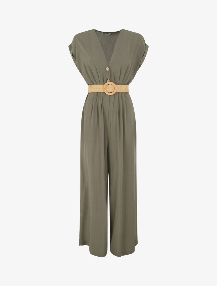 Combinaison fluide à manches courtes - Kaki - 1