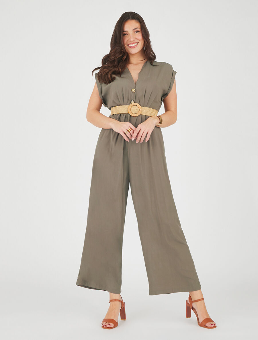 Combinaison fluide à manches courtes - Kaki - 4