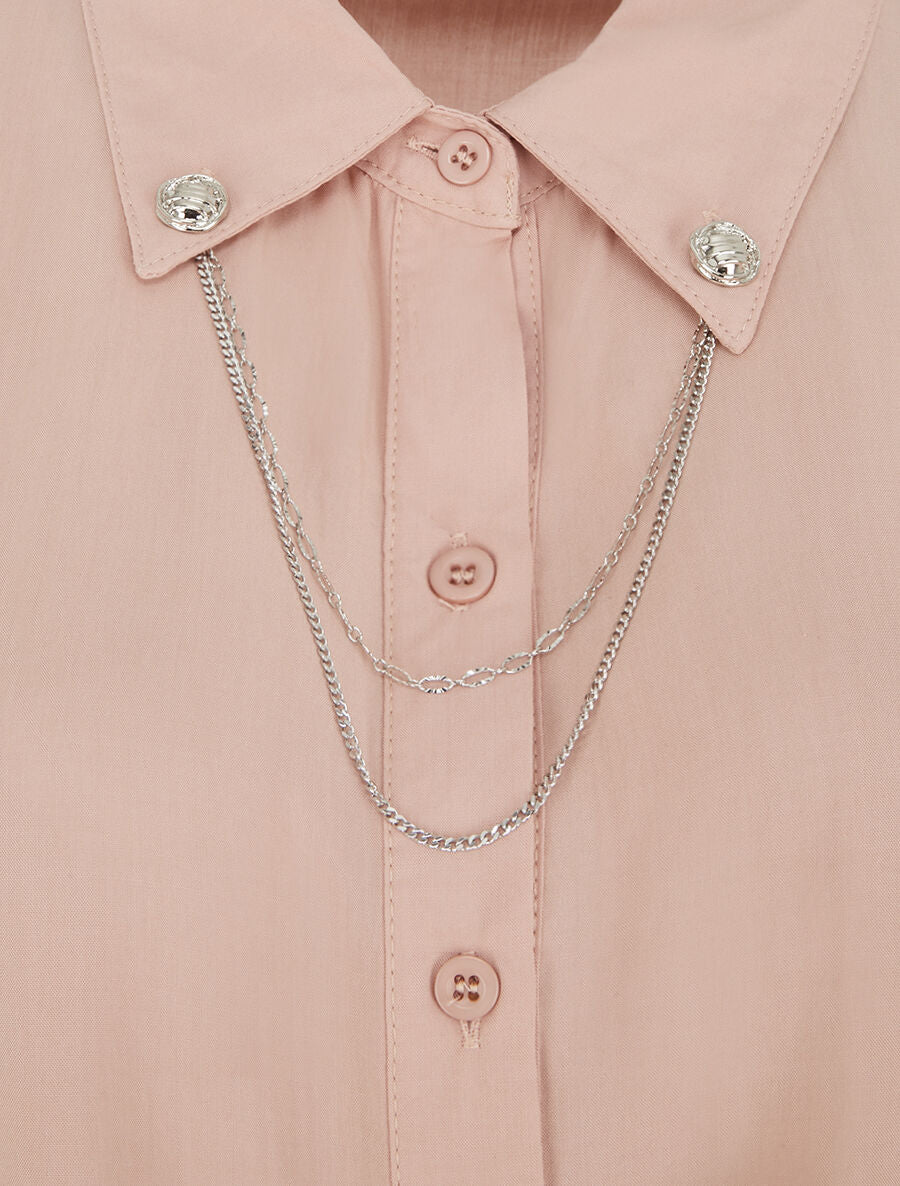 Top à nouer à détail chaînette - Rose pâle - 3