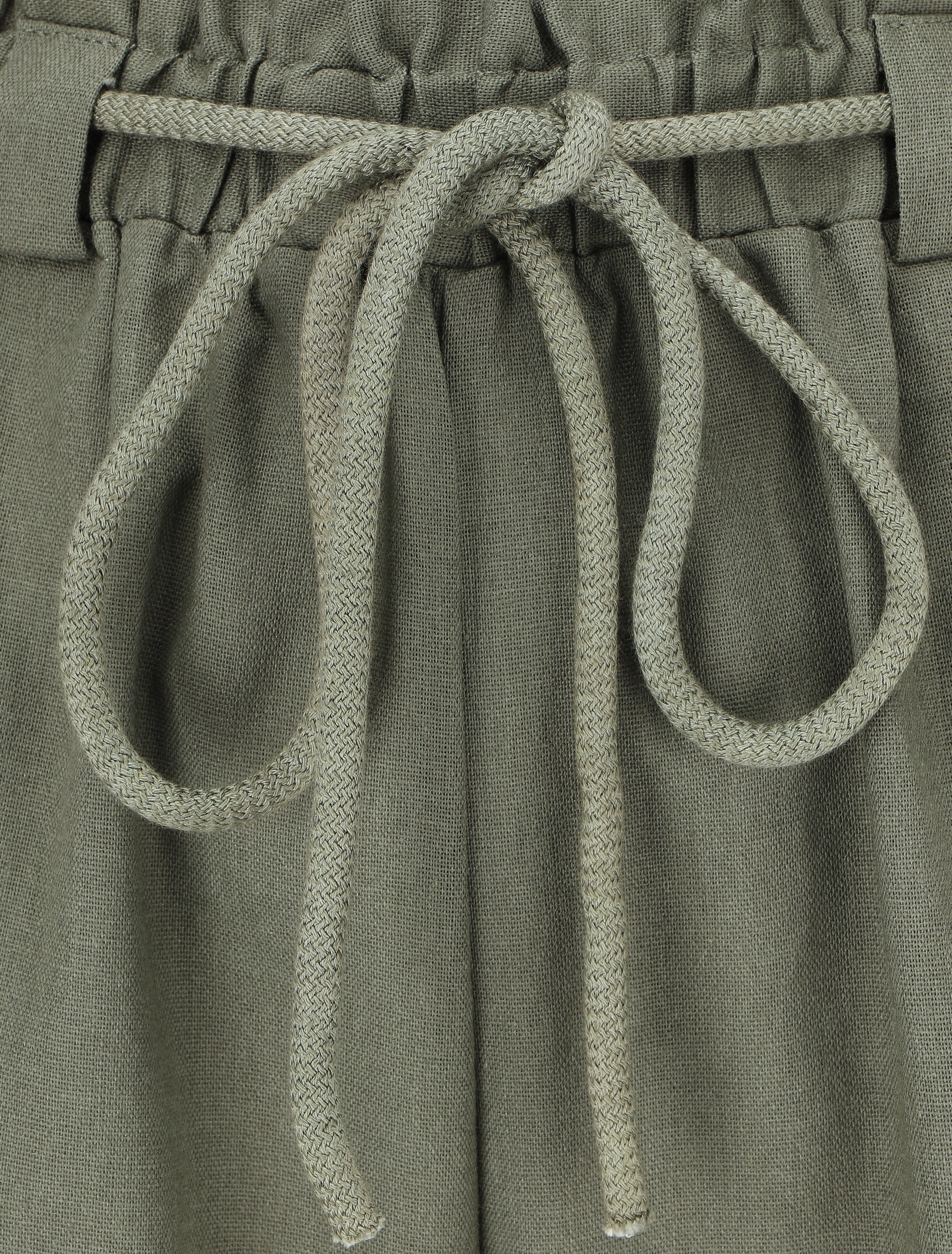 Pantalon élastiqué effet lin - Kaki - 3