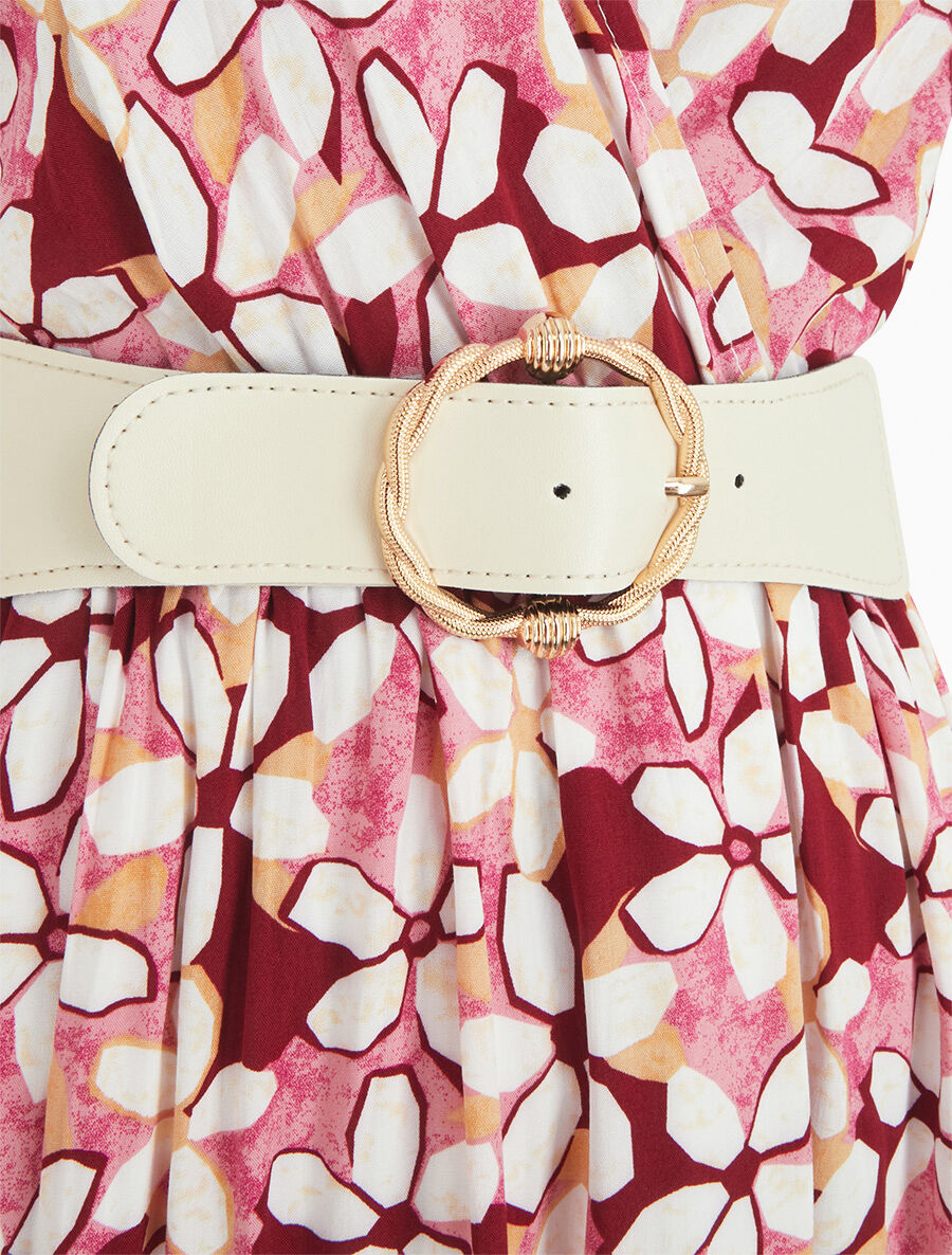 Robe fleurie à fines bretelles - Rose - 3