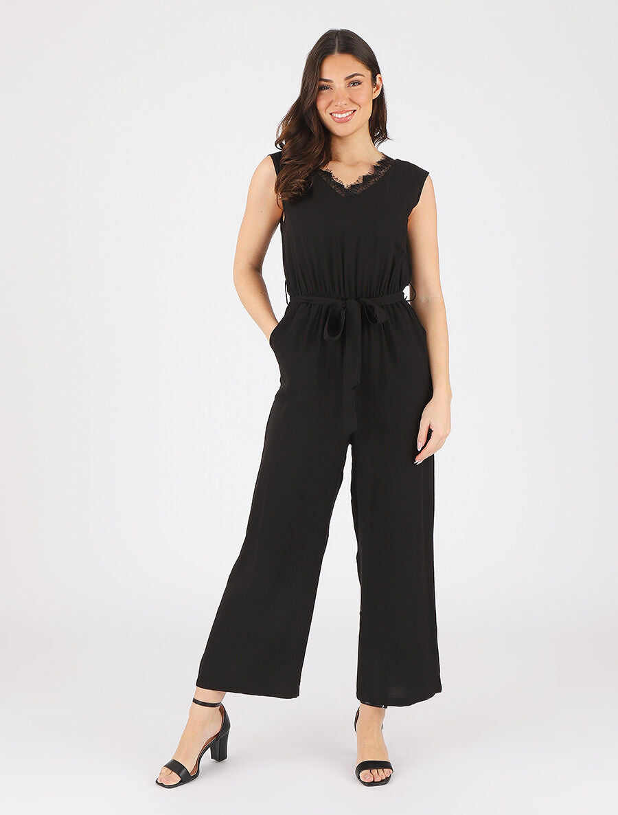 Combinaison ample sans manches col V - Noir - 4