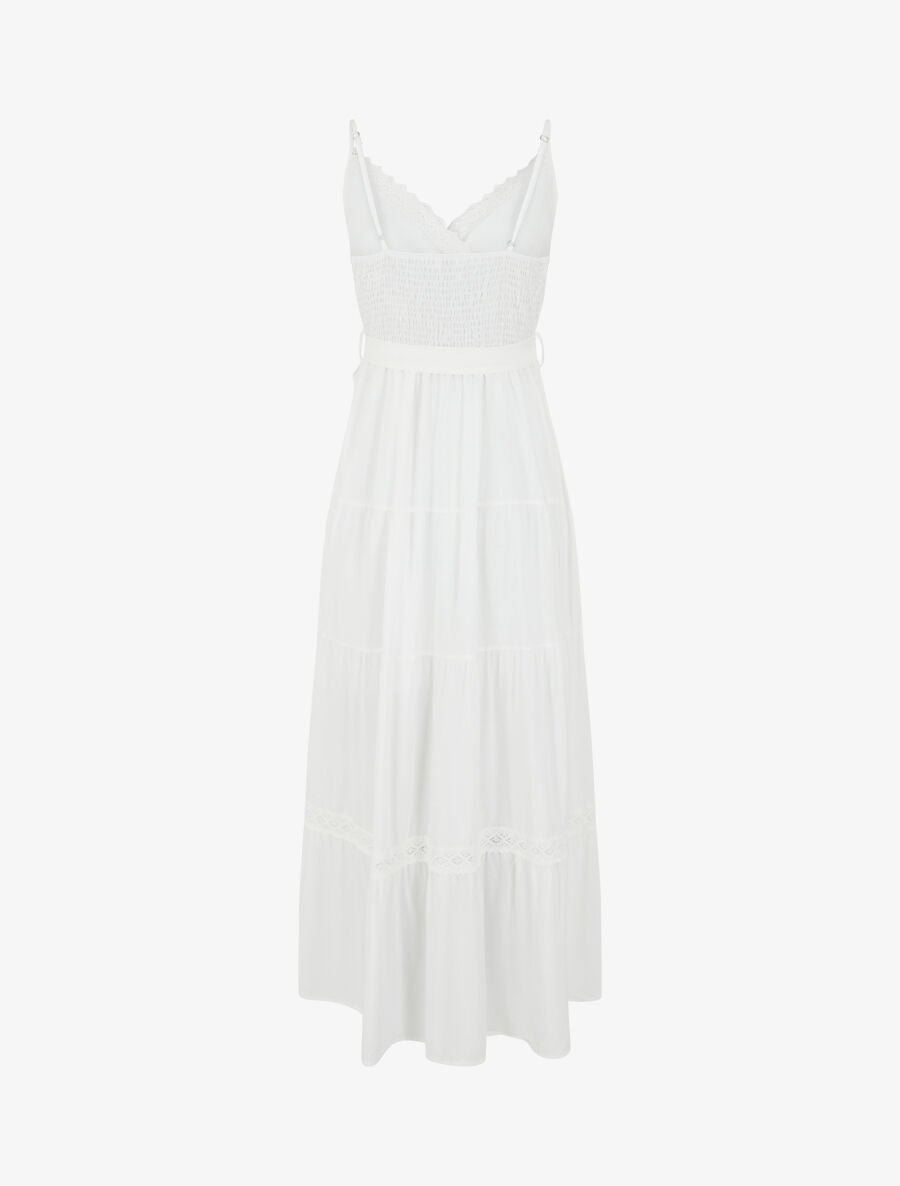 Robe longue unie élastiquée - Blanc - 2