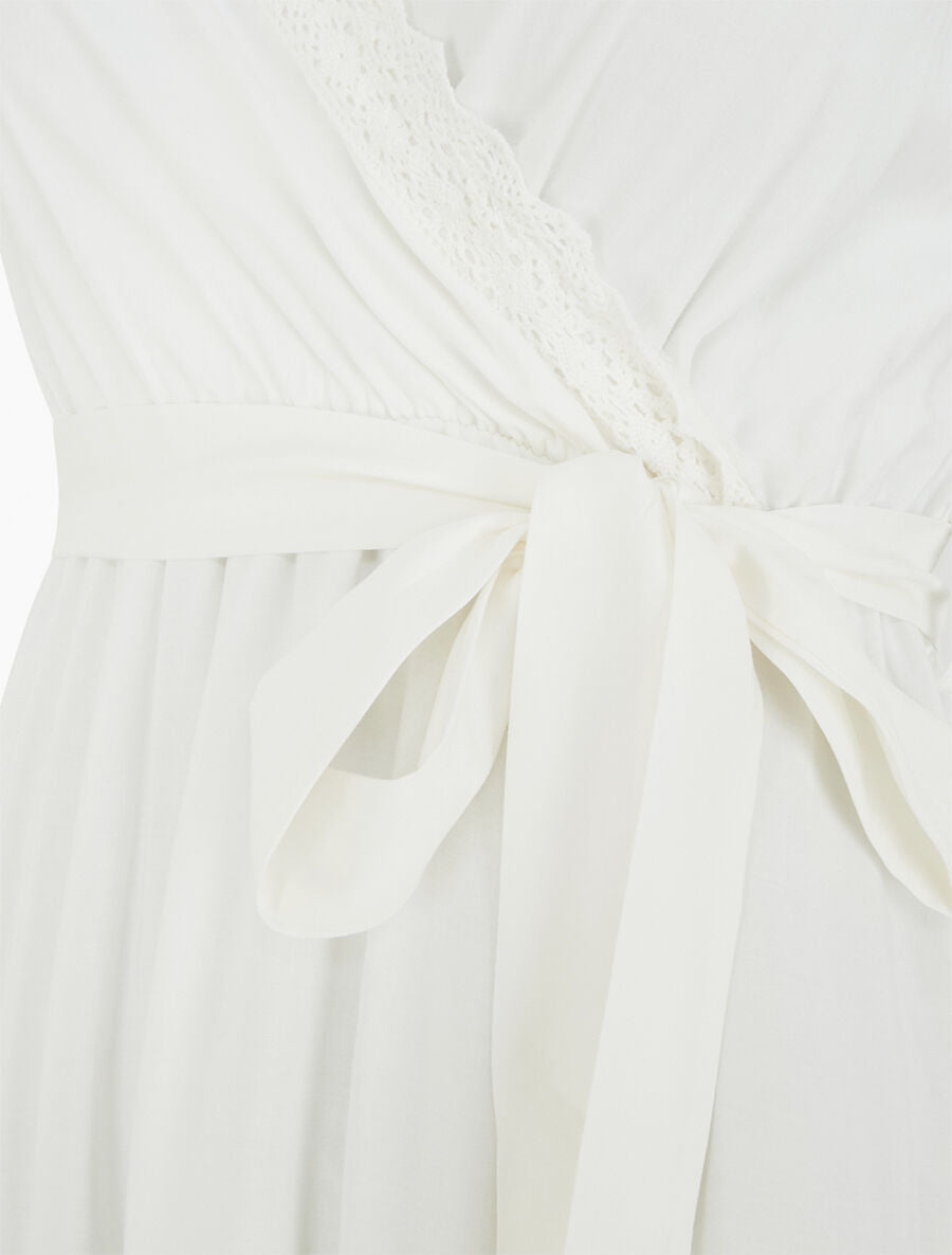 Robe longue unie élastiquée - Blanc - 3
