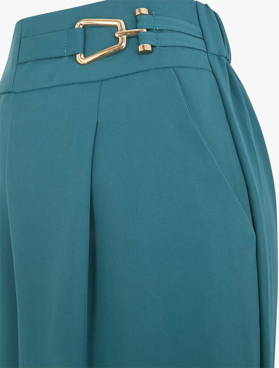 Pantalon ample à détail doré - Bleu canard - 3