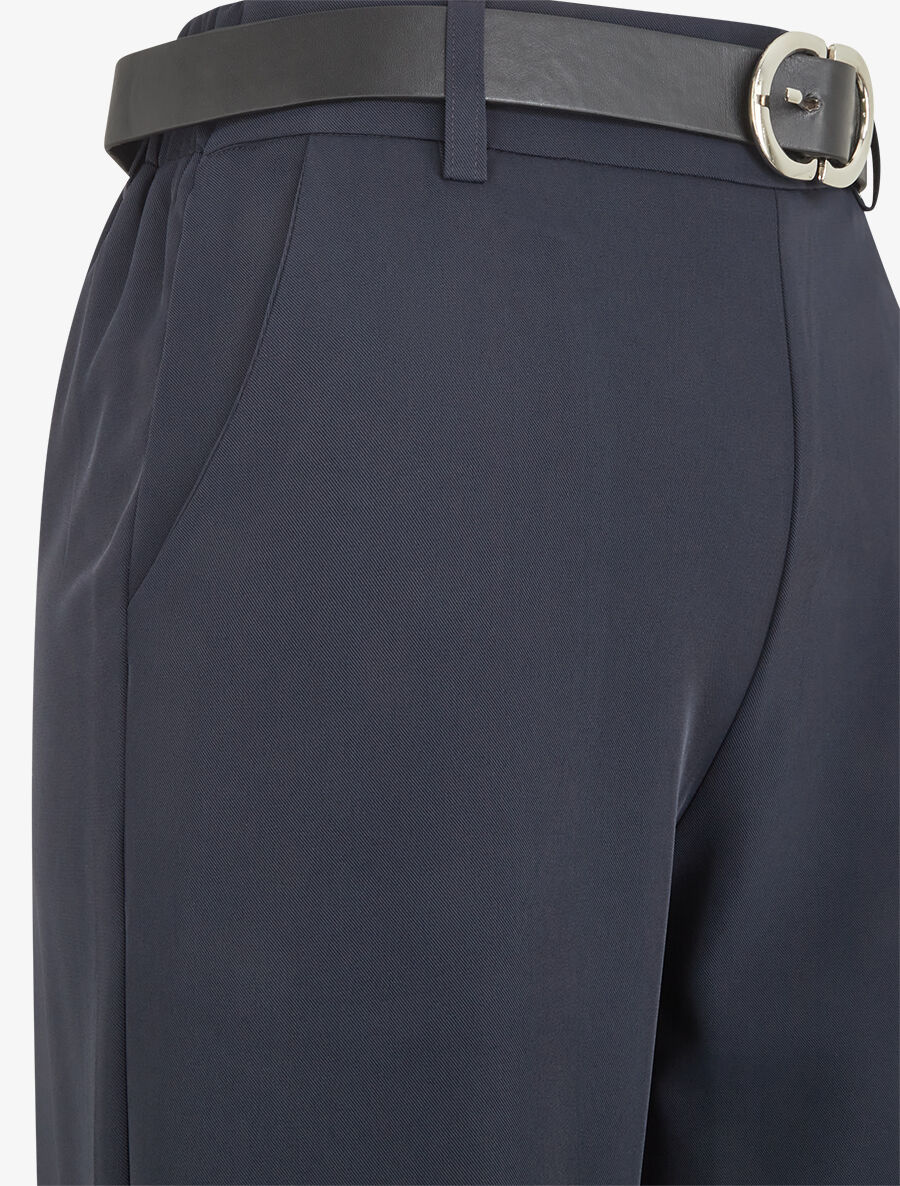 Pantalon ample à taille élastiquée - Marine - 3