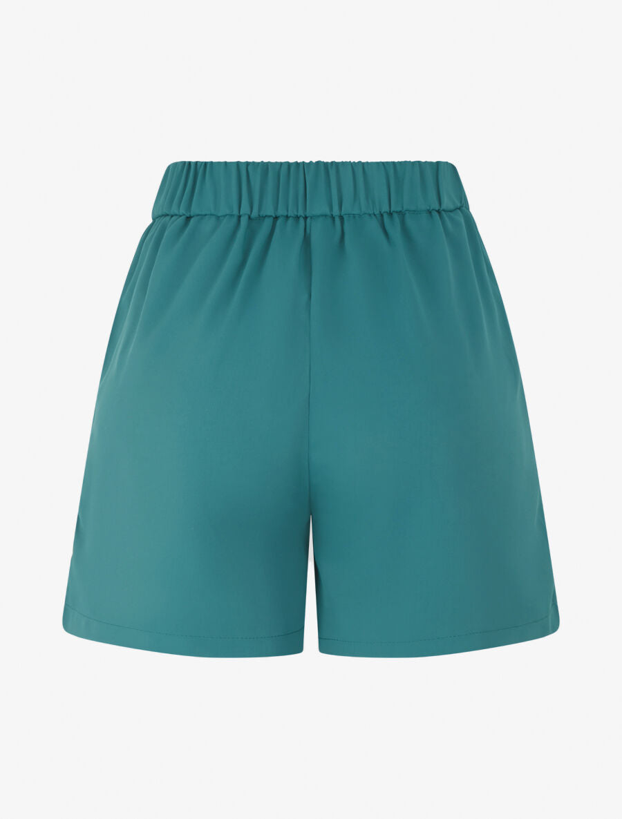 Short droit taille haute à boucle style noeud - Bleu canard - 2