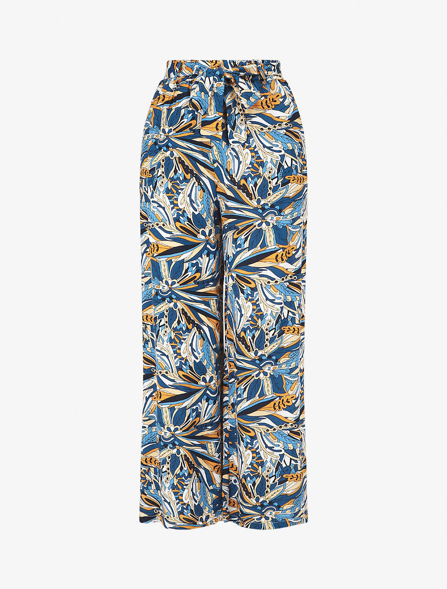 Pantalon fluide à imprimé stylisé - Bleu nuit - 4