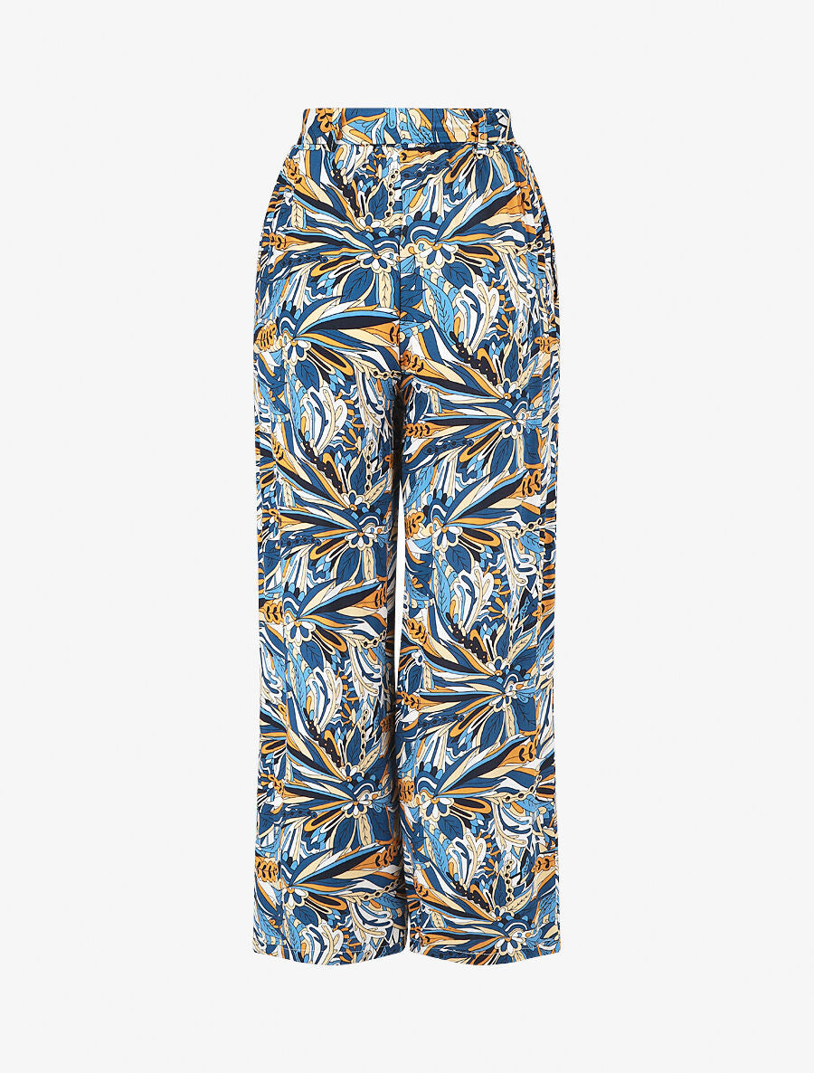 Pantalon fluide à imprimé stylisé - Bleu nuit - 2