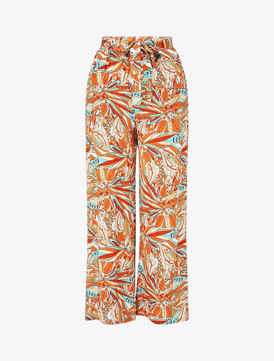 Pantalon fluide à imprimé stylisé - Orange - 1
