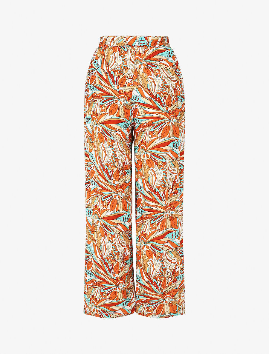 Pantalon fluide à imprimé stylisé - Orange - 2
