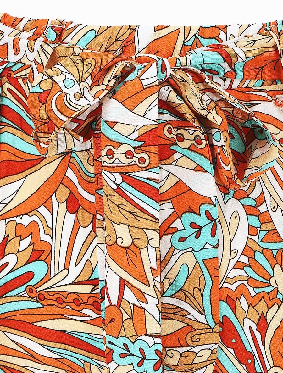 Pantalon fluide à imprimé stylisé - Orange - 3