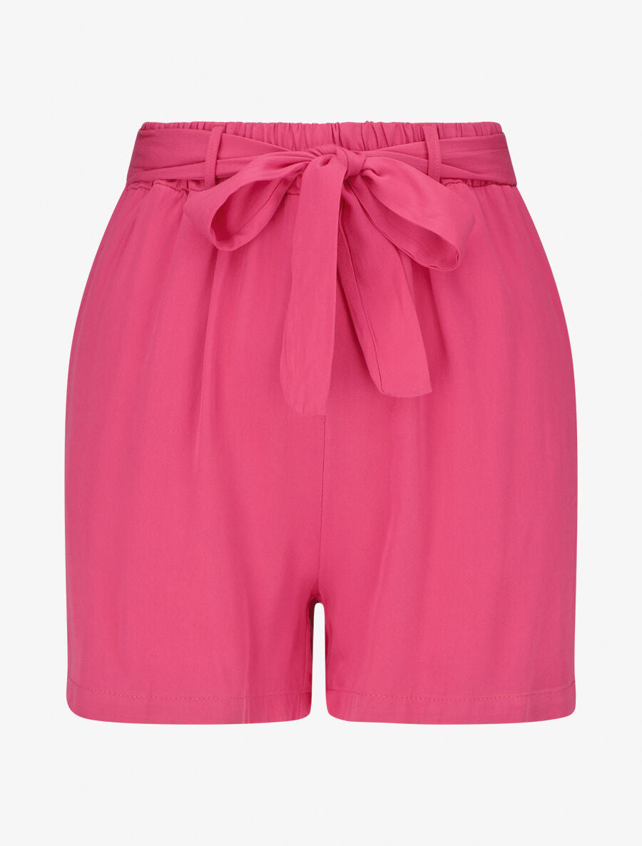 Short fluide uni et ceinturé - Fushia - 4