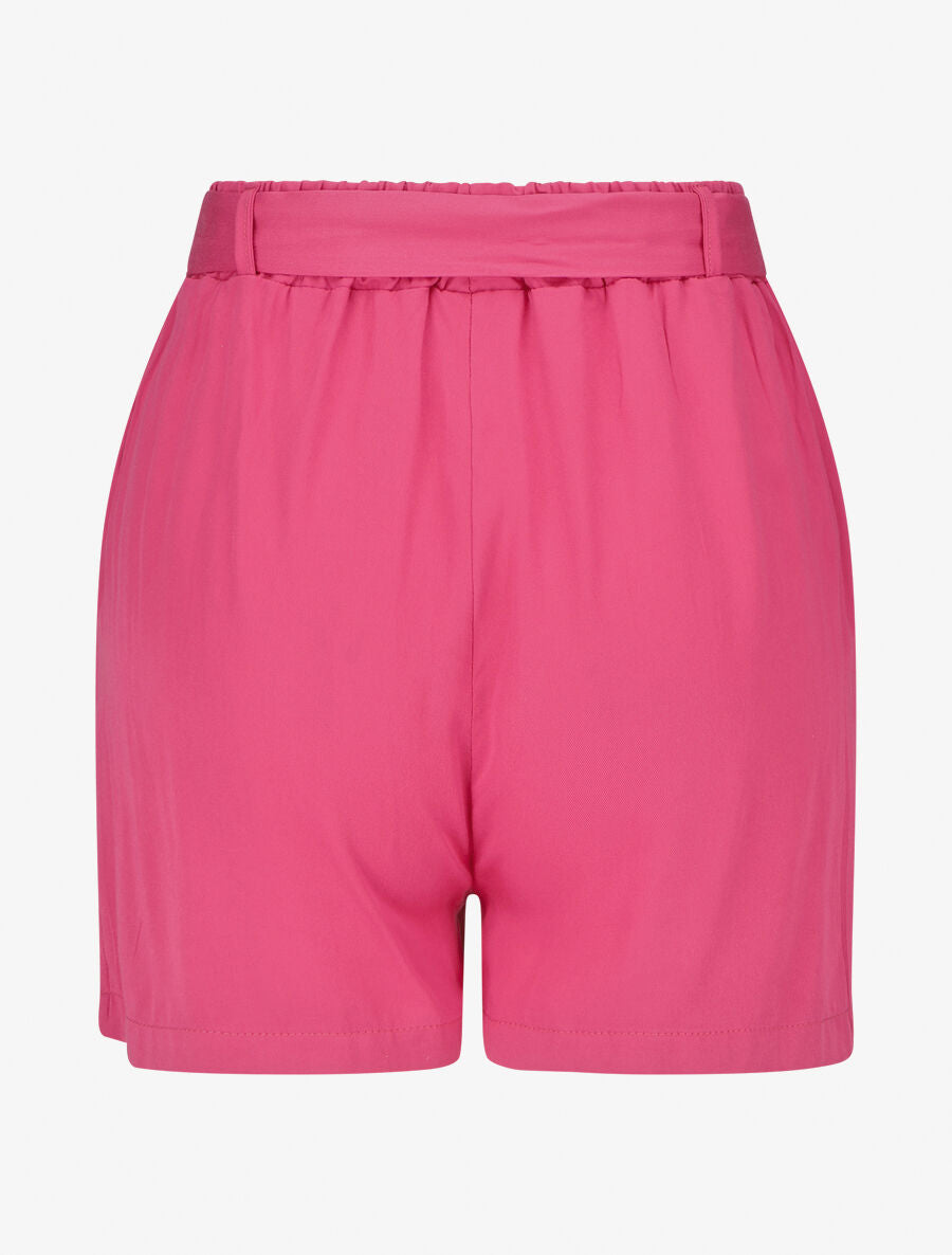 Short fluide uni et ceinturé - Fushia - 2