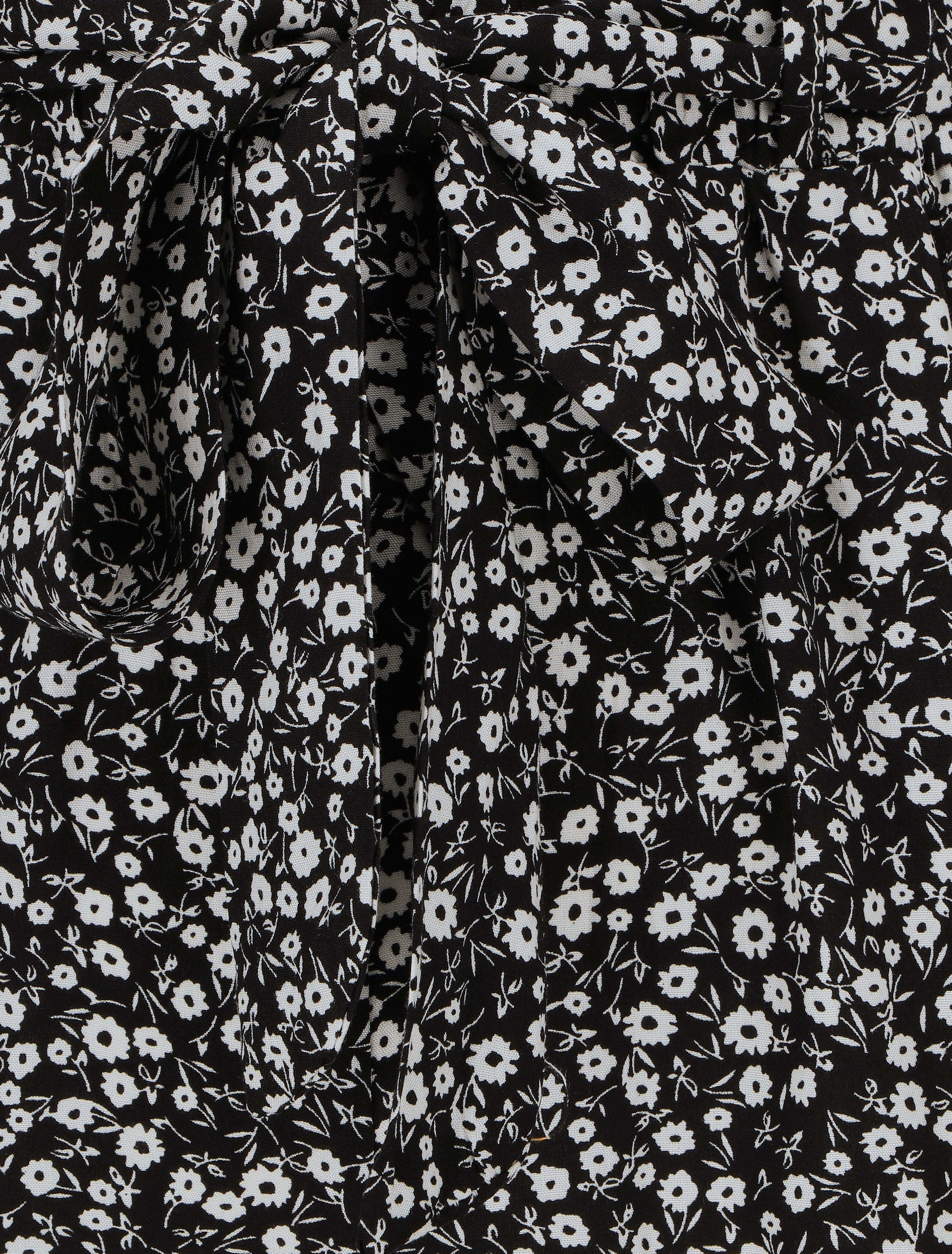 Short fluide imprimé fleuri et ceinturé - Noir - 3