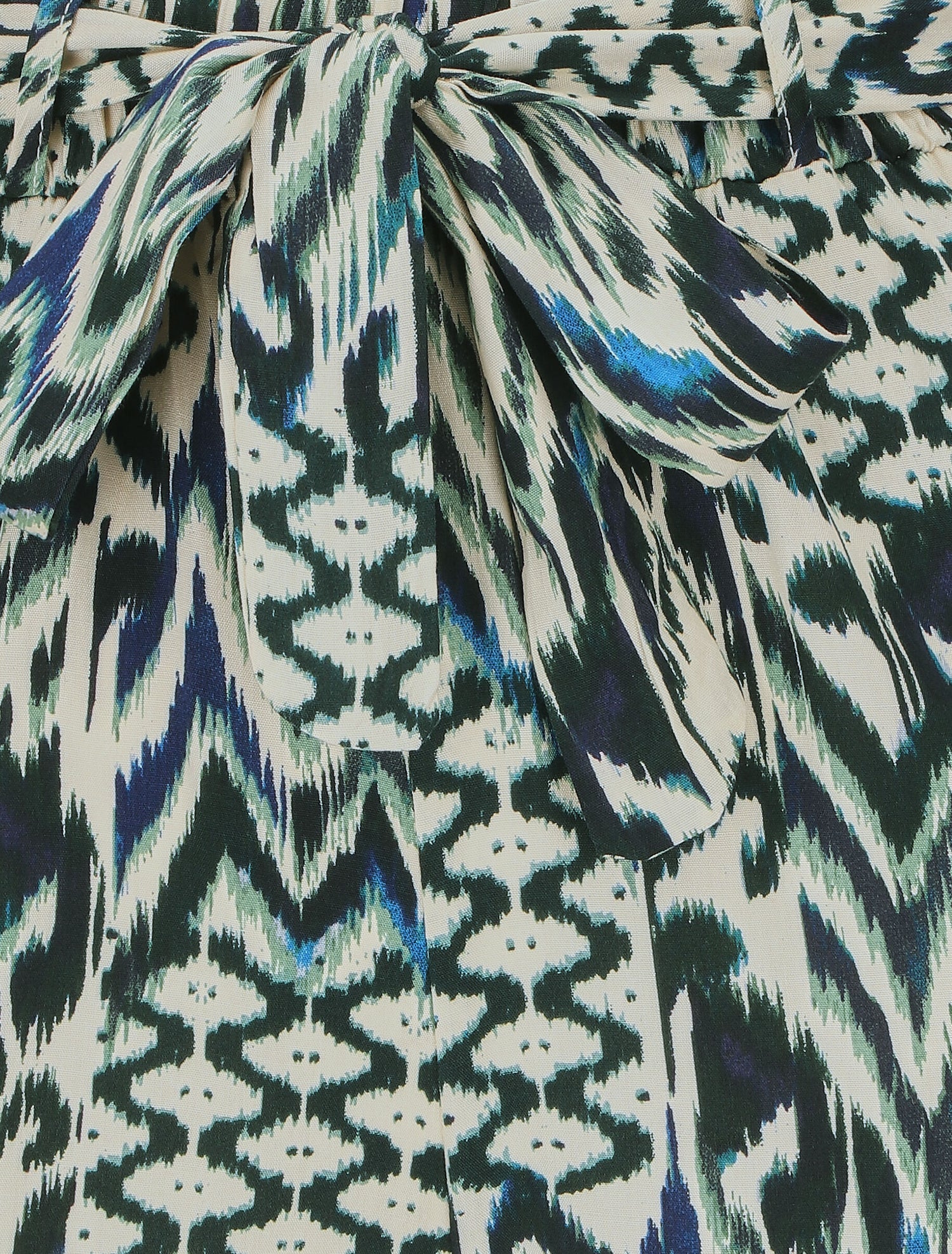 Short fluide imprimé abstrait et ceinturé - Vert - 3