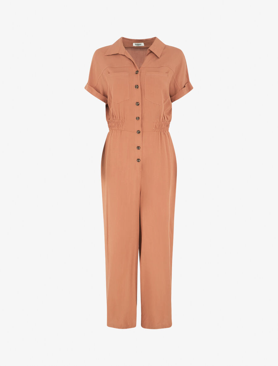 Combinaison ample style chemise manches courtes - Rouille - 1