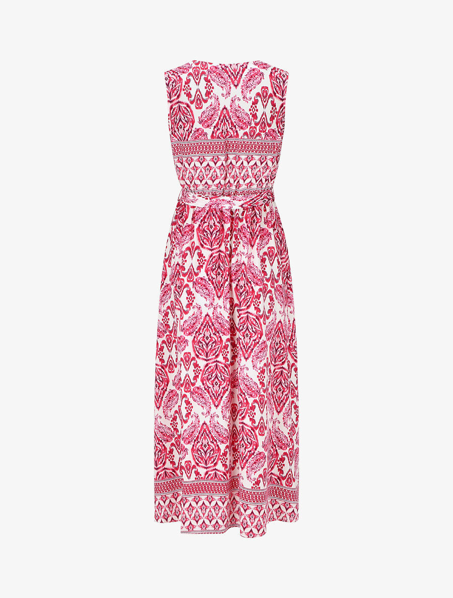 Robe longue à col à détail brodé - Fushia - 2