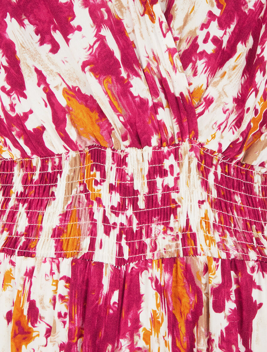 Combinaison élastiquée imprimé stylisé - Fushia - 3