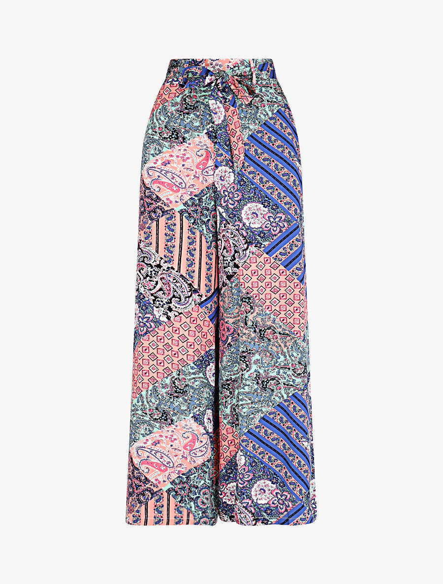 Pantalon fluide élastiqué imprimé fantaisie - Rose - 1