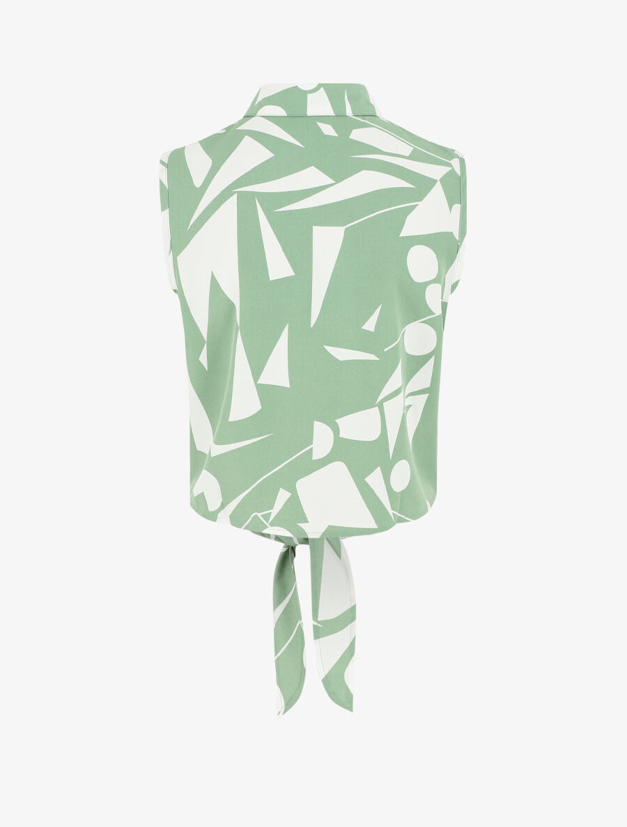 Chemise courte sans manches imprimé abstrait - Vert amande - 2