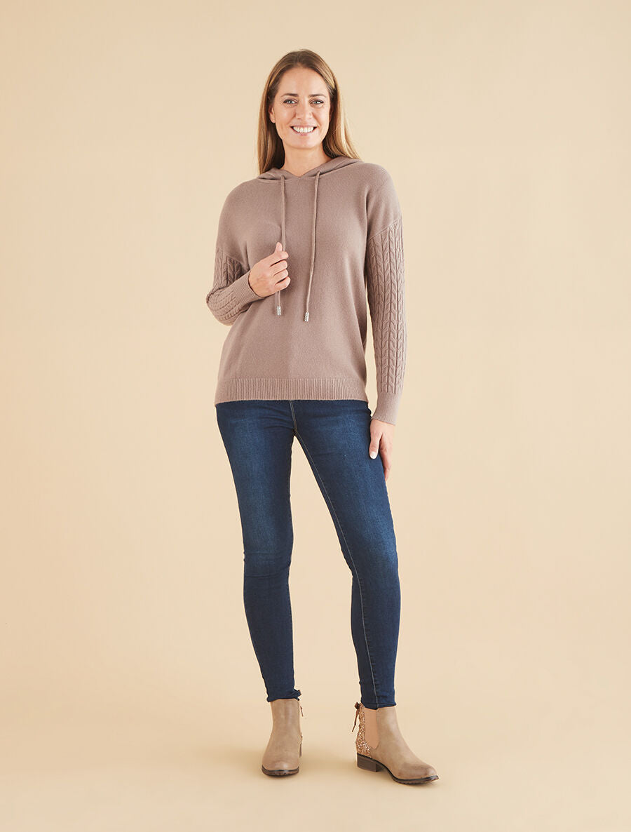 Pull à capuche coupe droite - Taupe - 4