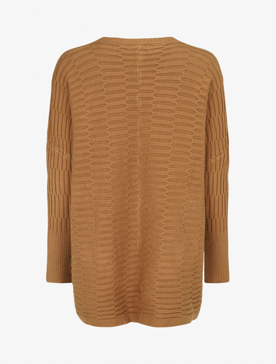 Pull uni à manches longues chauves-souris - Camel - 2