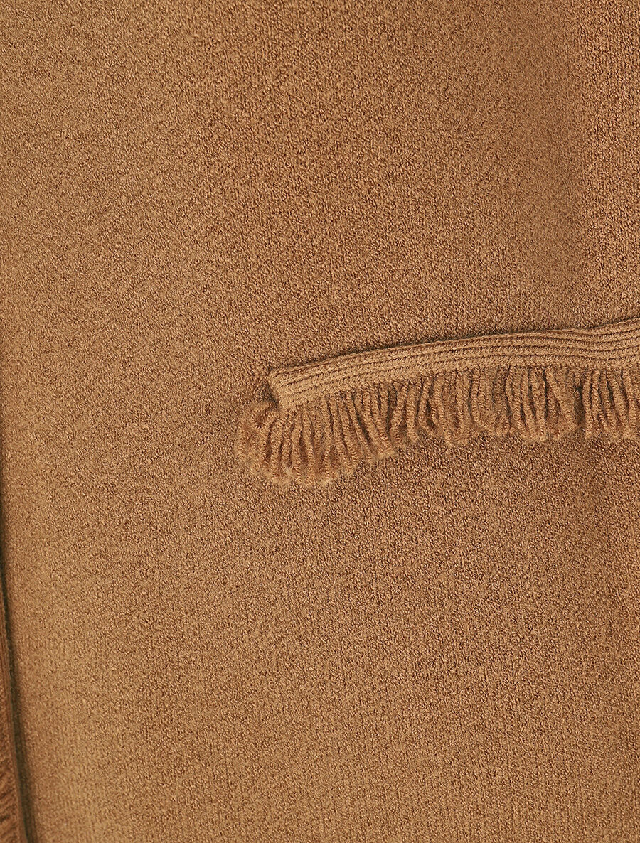 Gilet uni à bords effilochés - Camel - 3