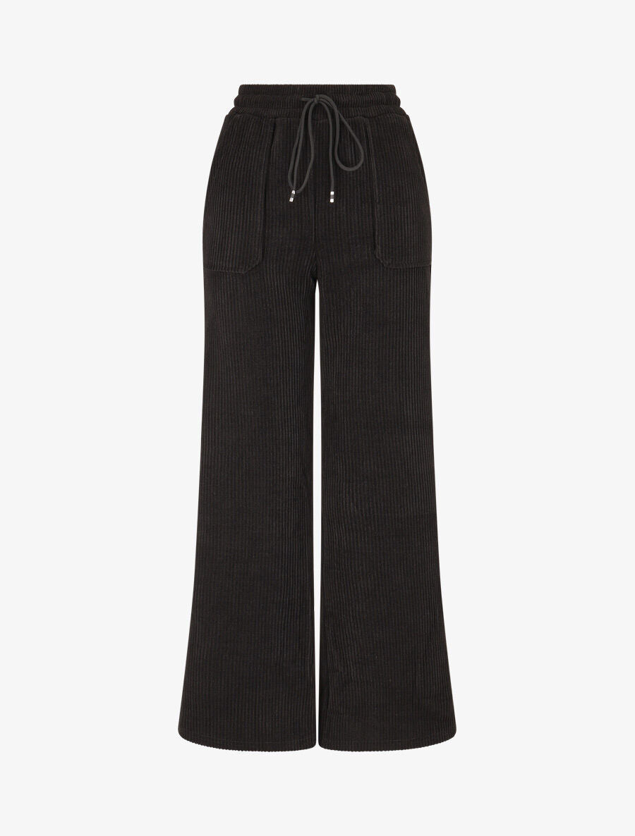 Pantalon en velours côtelé à poches plaquées - Noir - 4