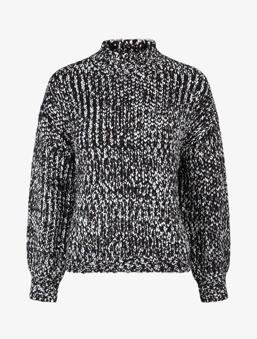 Pull en maille effet moucheté - Noir - 1