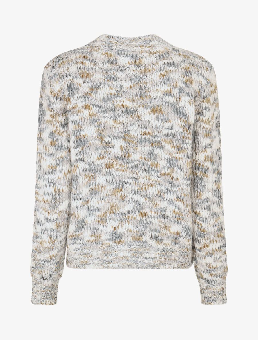 Pull duveteux à motif effet écailles - Gris - 2