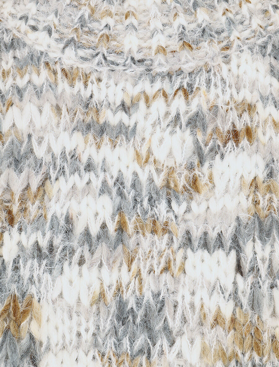 Pull duveteux à motif effet écailles - Gris - 3