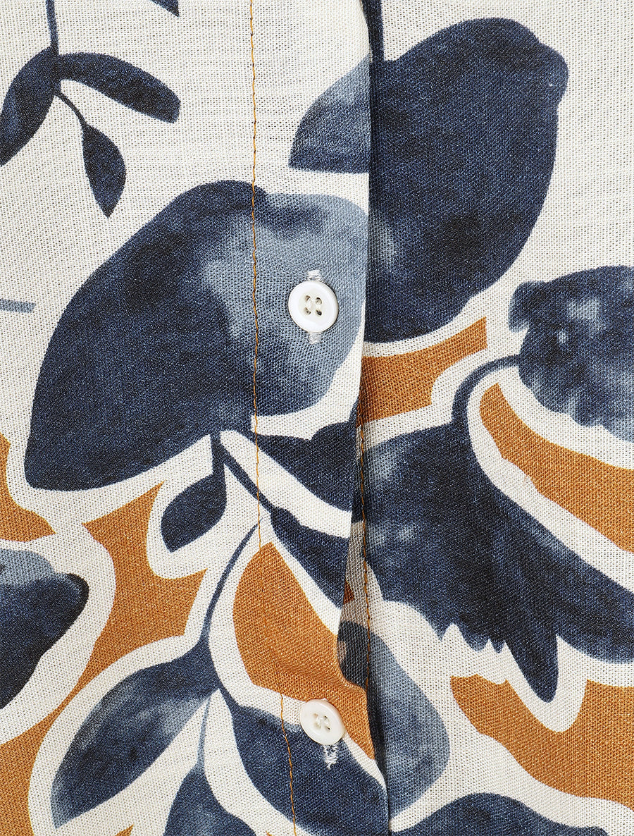 Chemise ample manches longues imprimé floral - Marine - 3